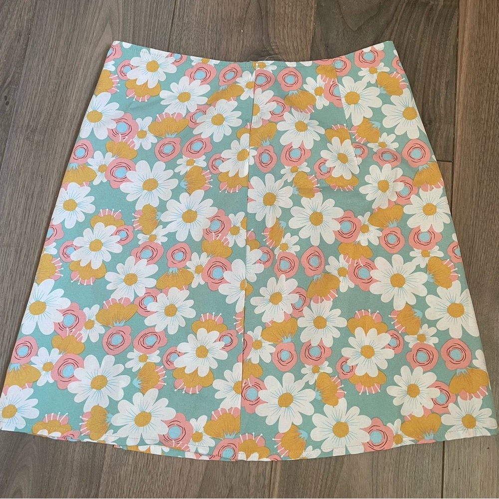 Floral Pastel Mini Skirt with Slit